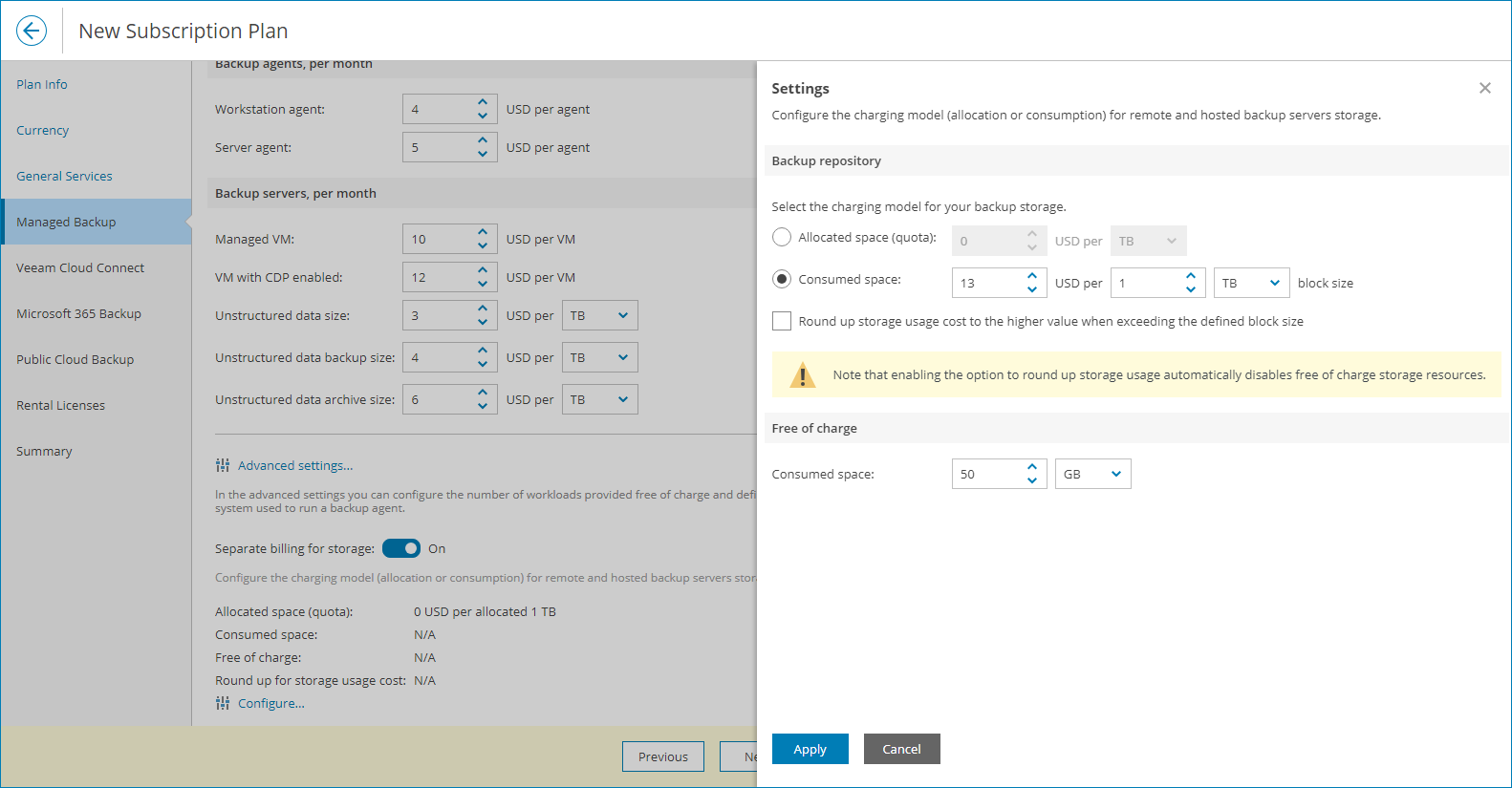 Specify Storage Settings