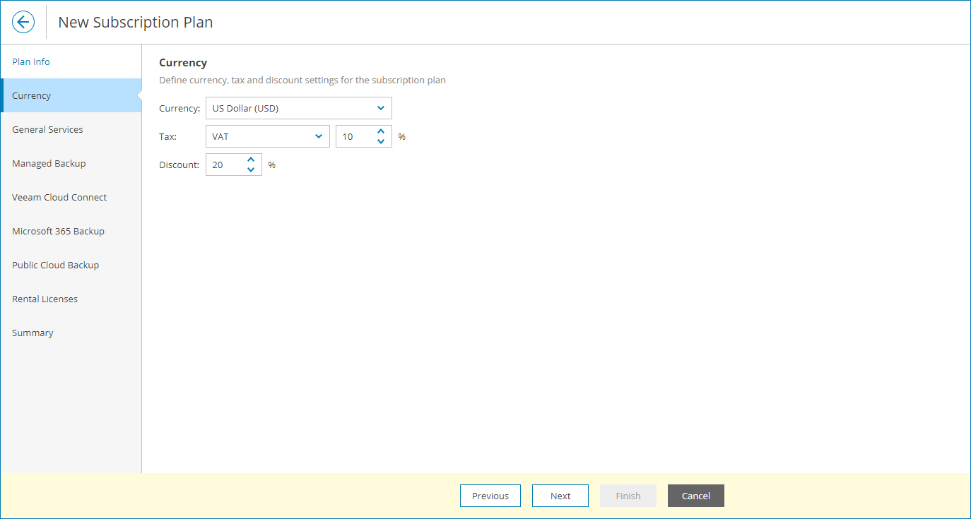 Specify Currency, Tax and Discount