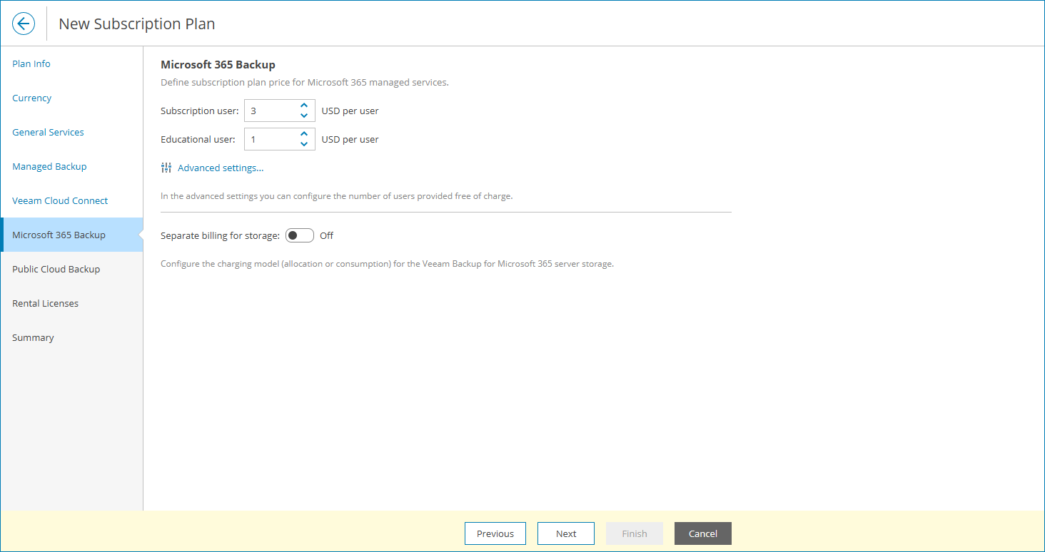 Specify Rates for Microsoft 365