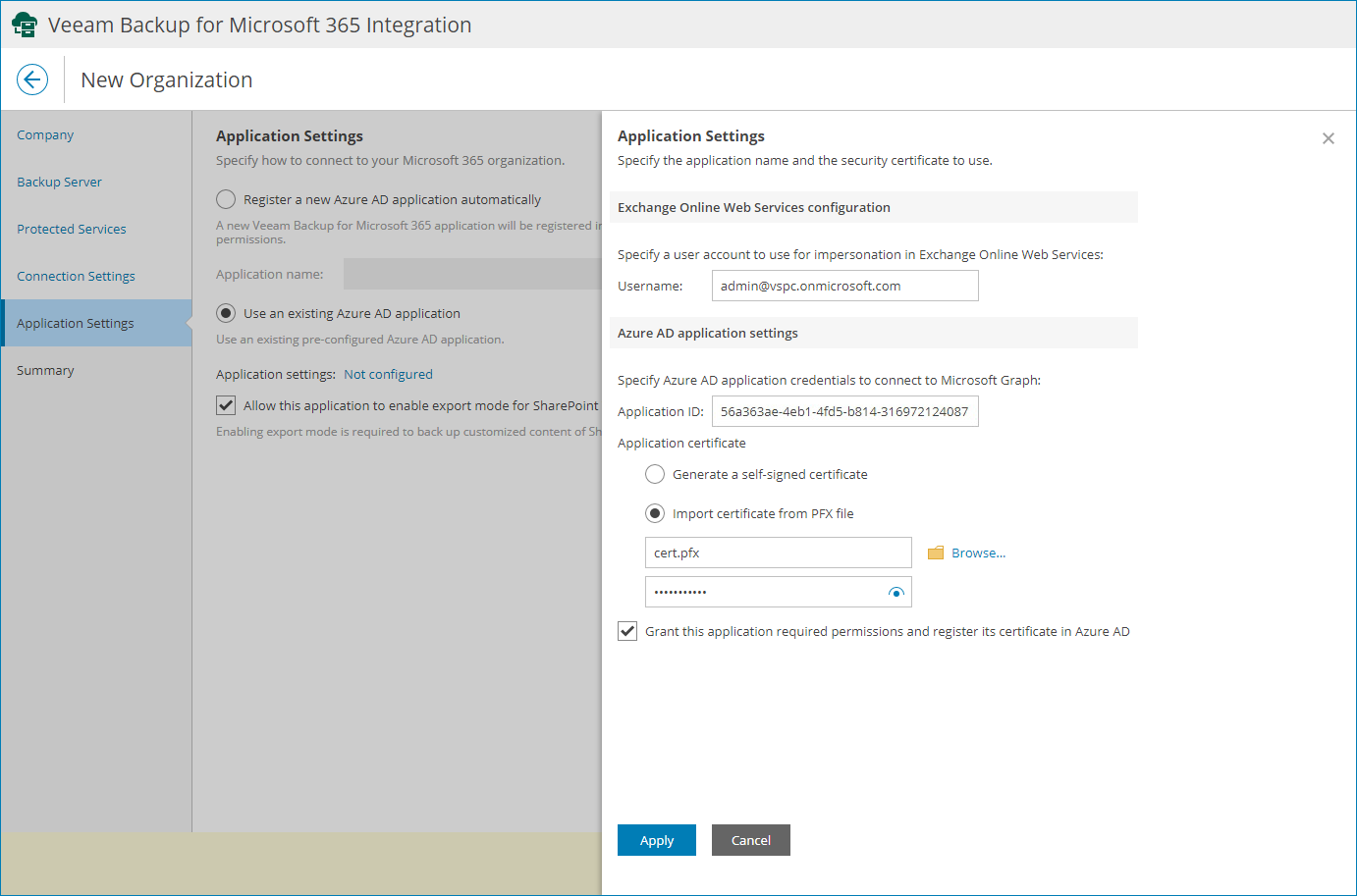 Select Azure AD Application