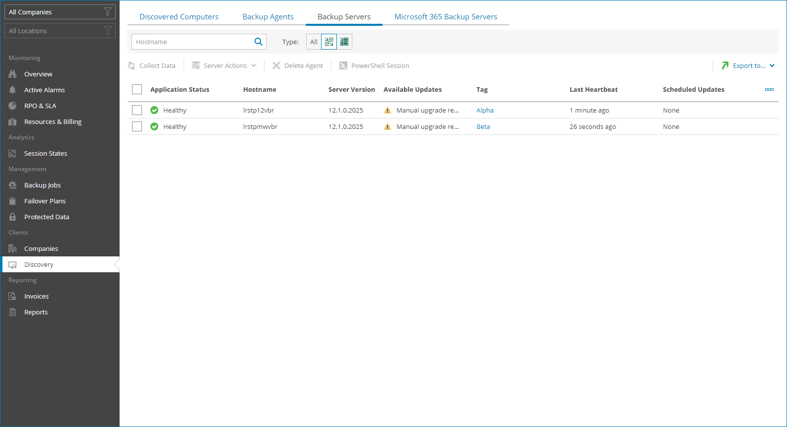 View Backup Server Details