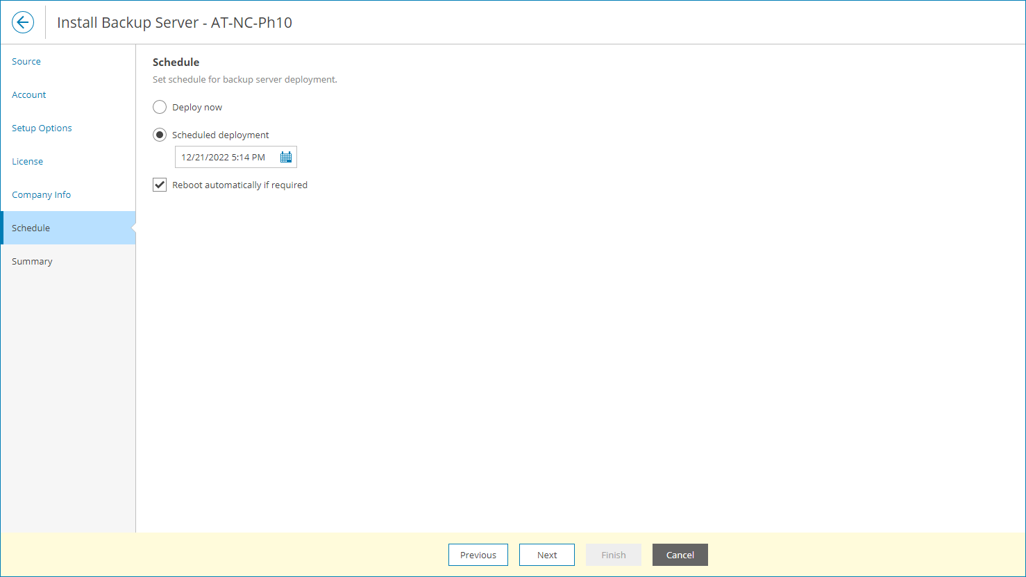 Configure Deployment Schedule