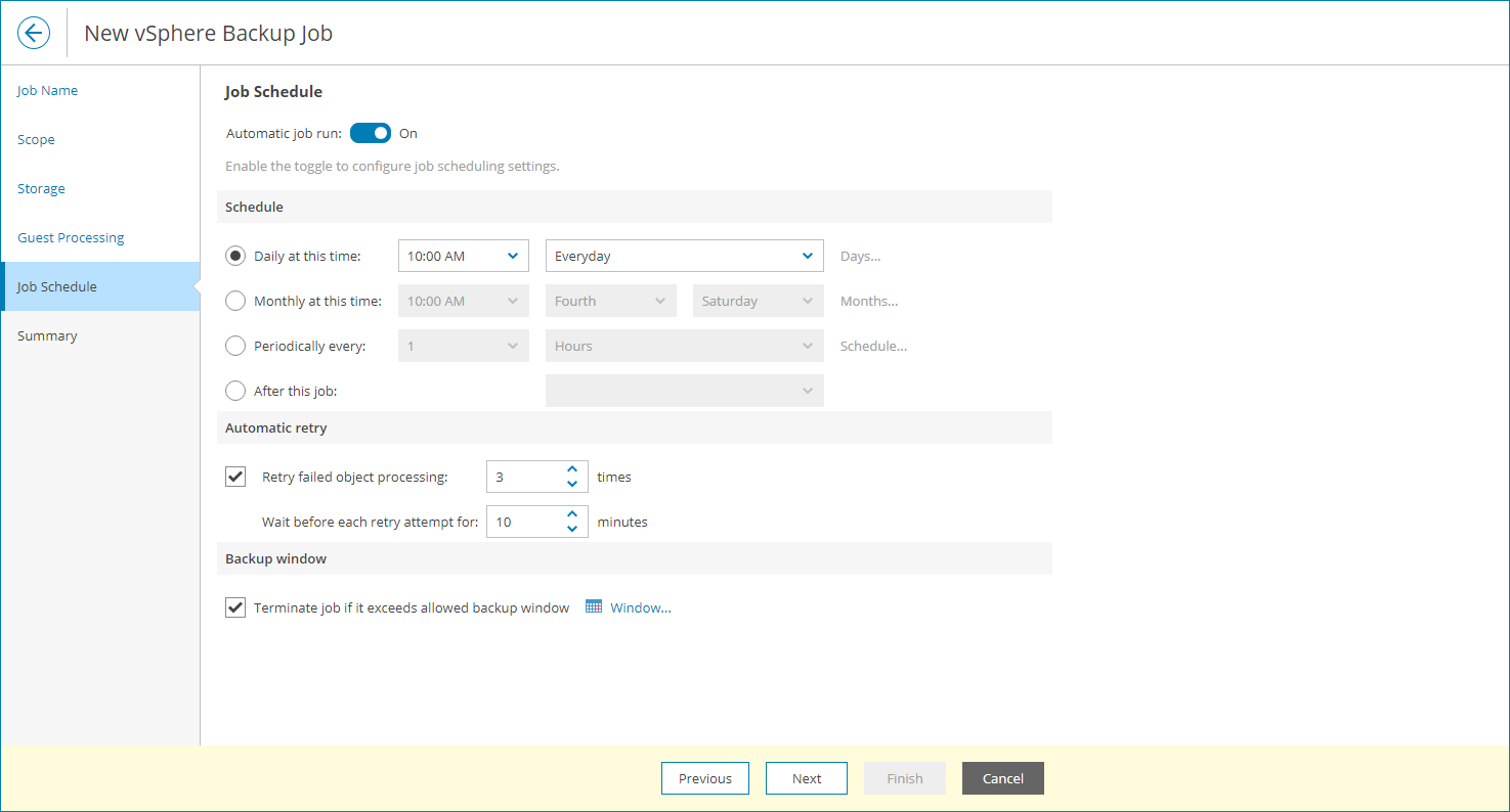 Configure Backup Schedule
