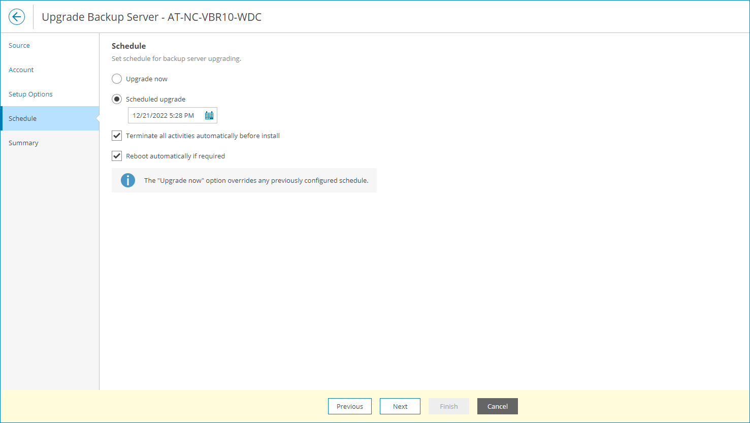 Specify Upgrade Schedule