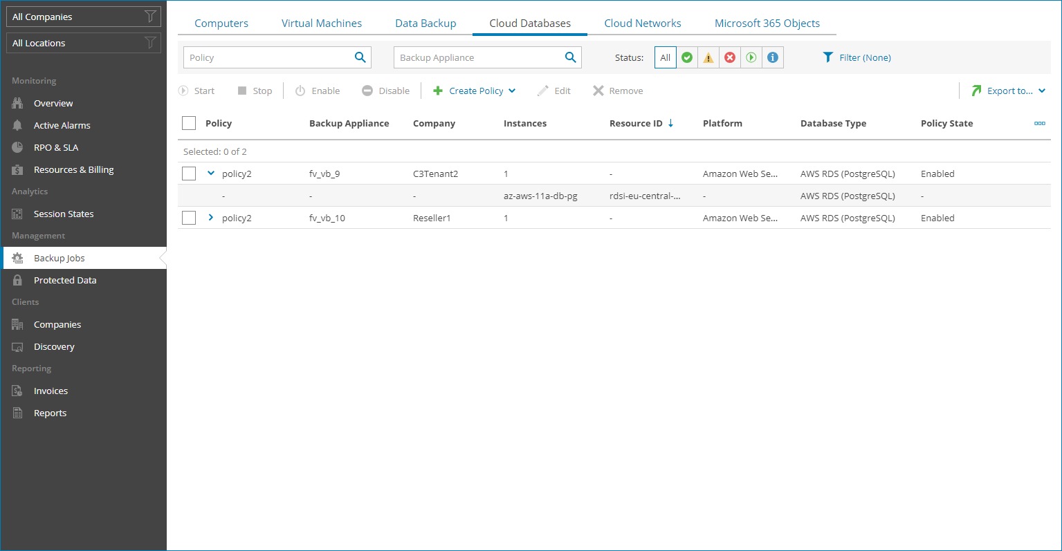 View Cloud Databases Job Details