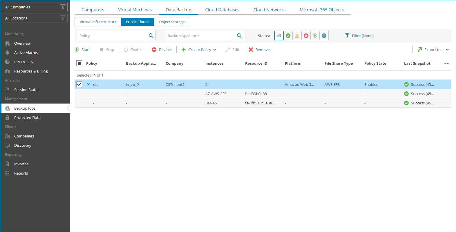 View Cloud File Share Job Details