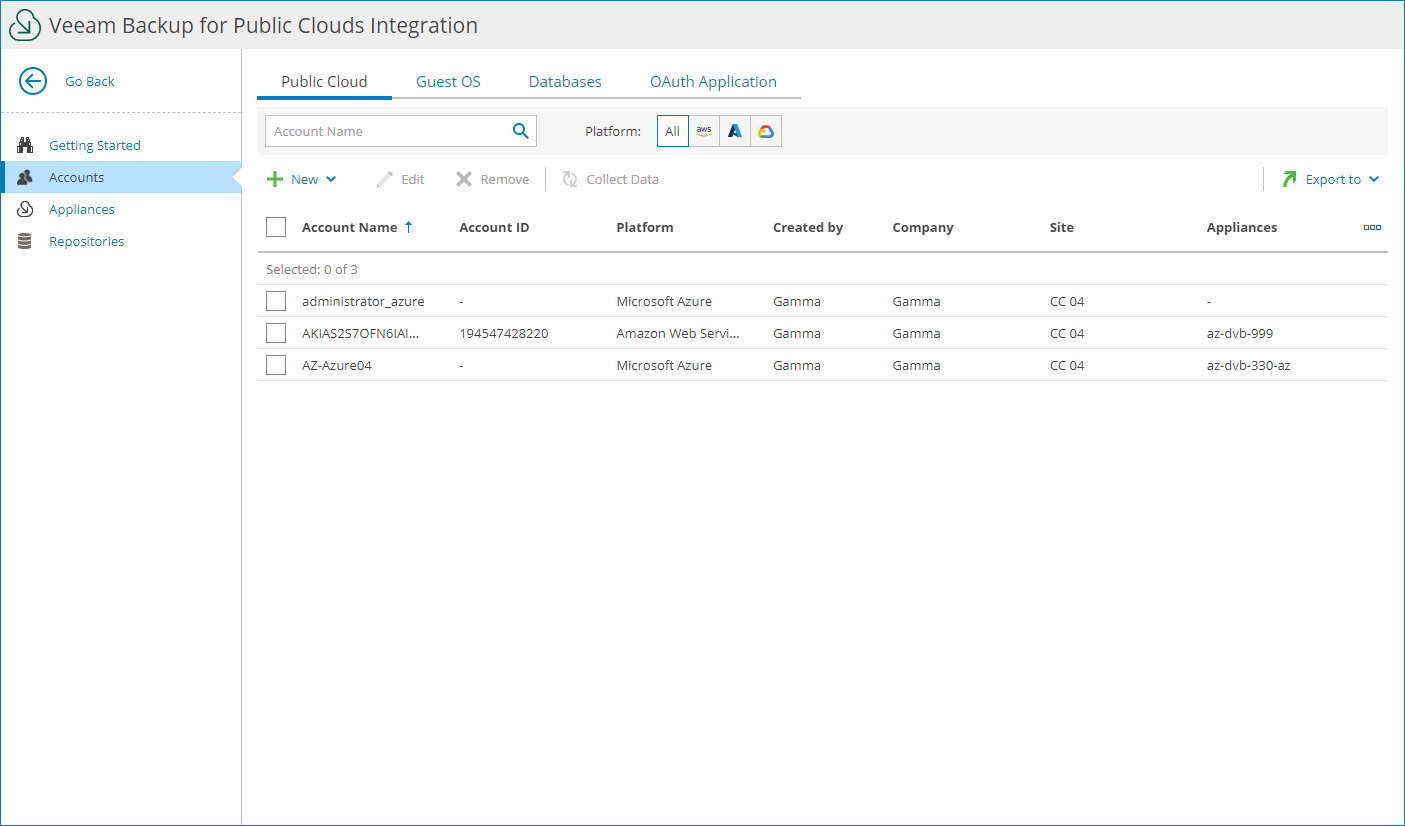 View and Export Accounts