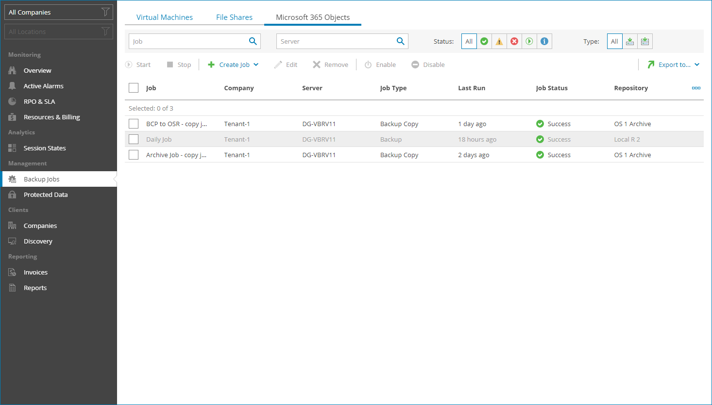 View Veeam Backup for Microsoft 365 Job Details