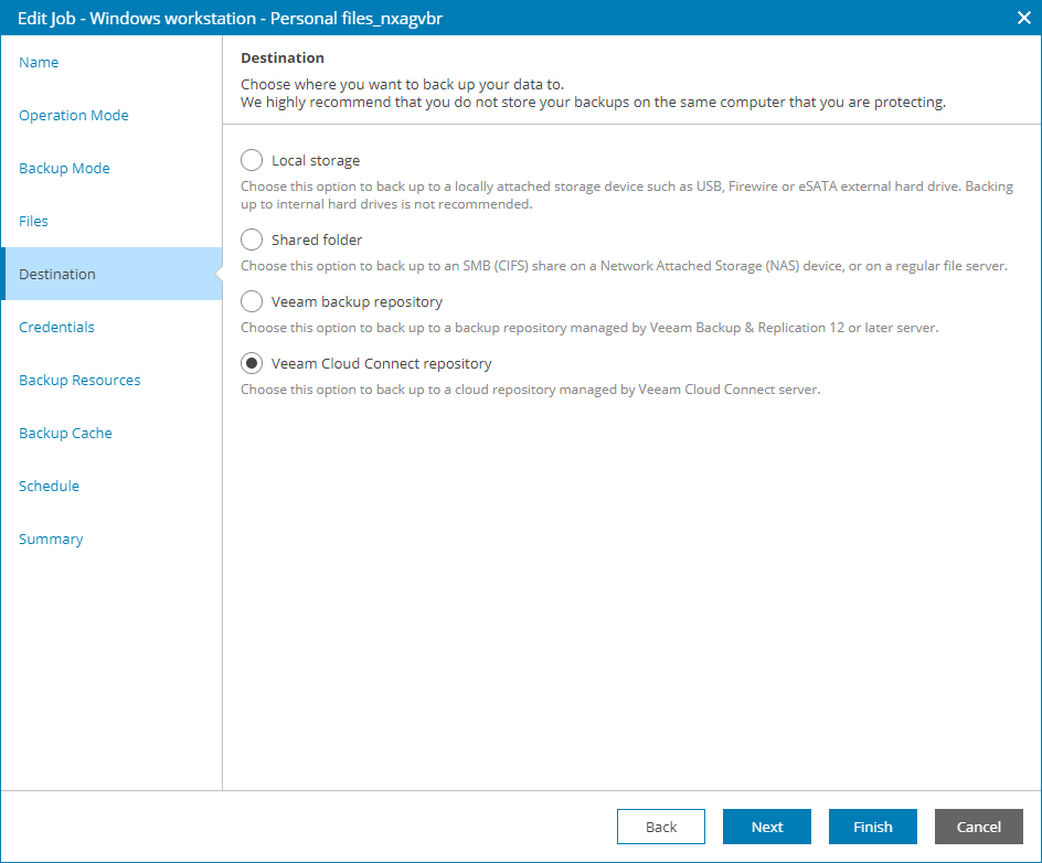 Choose Backup Destination