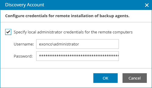 Specify Discovery Account