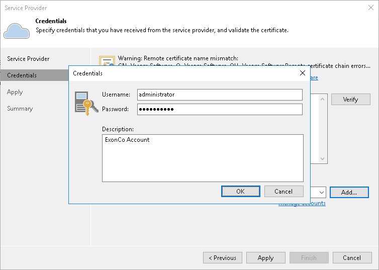 Provide credentials of the Company Owner account