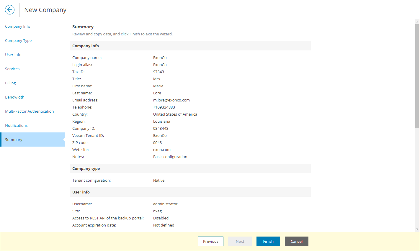 Review Company Settings