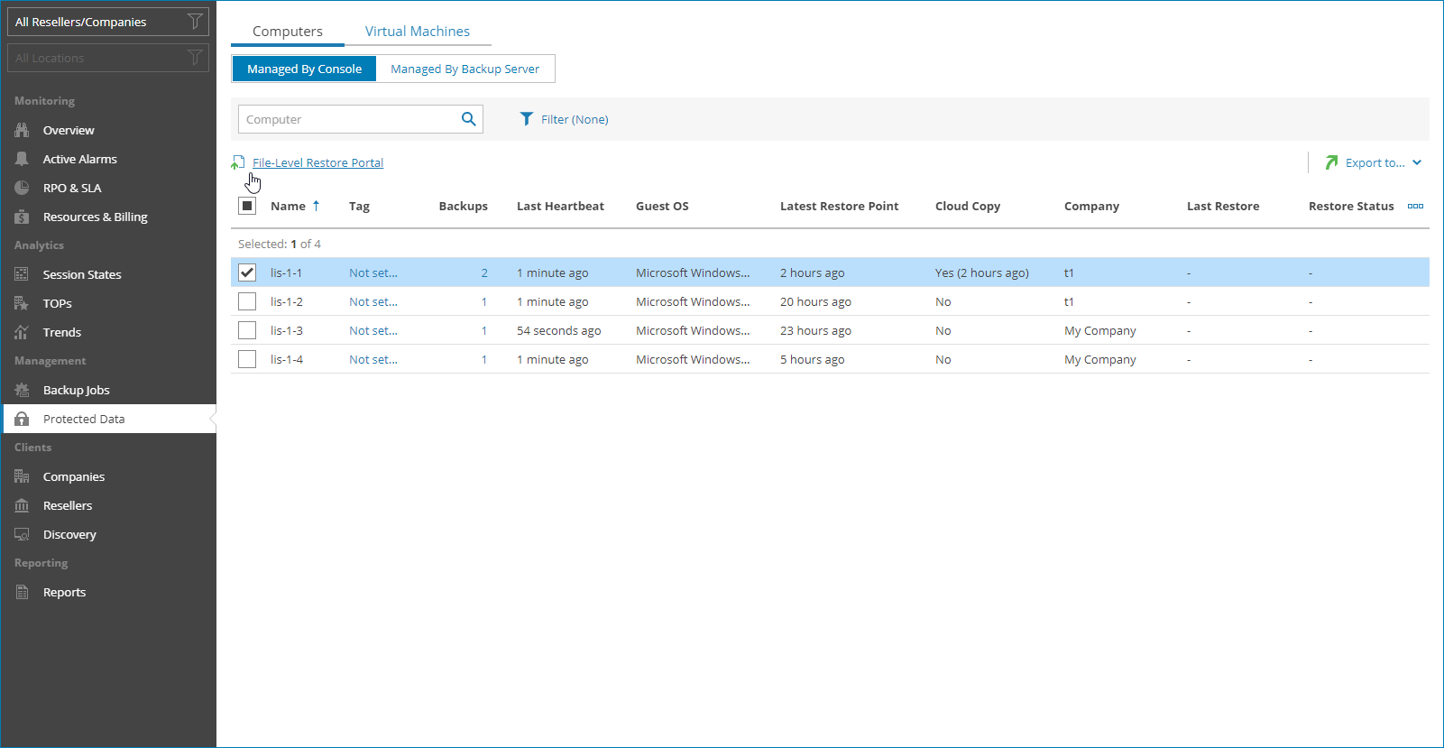 Accessing File-Level Restore Portal