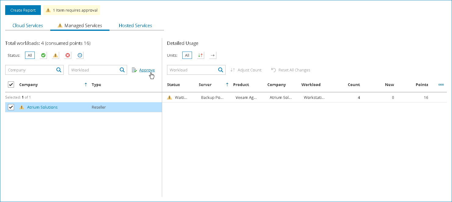 Approve License Usage Report
