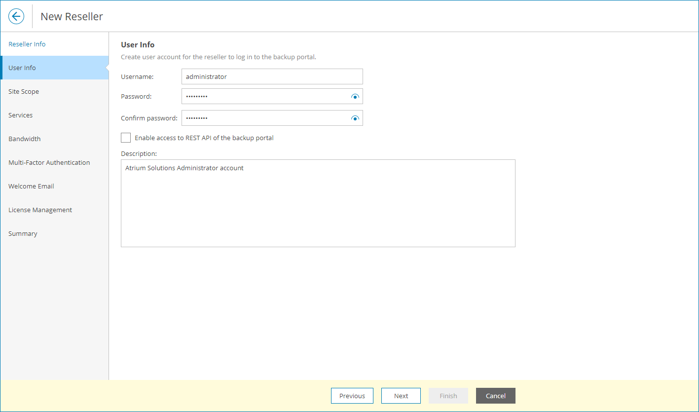Specify Reseller Credentials