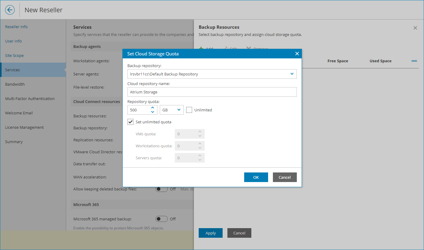 Allocate Cloud Backup Resources
