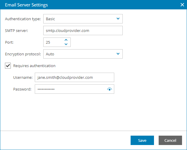 SMTP Server Settings