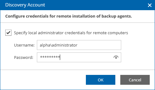 Specify Discovery Account
