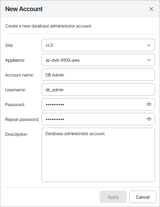 Adding Databases Accounts