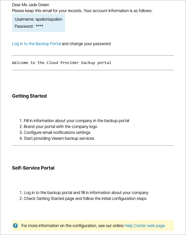 Welcome Email for Reseller