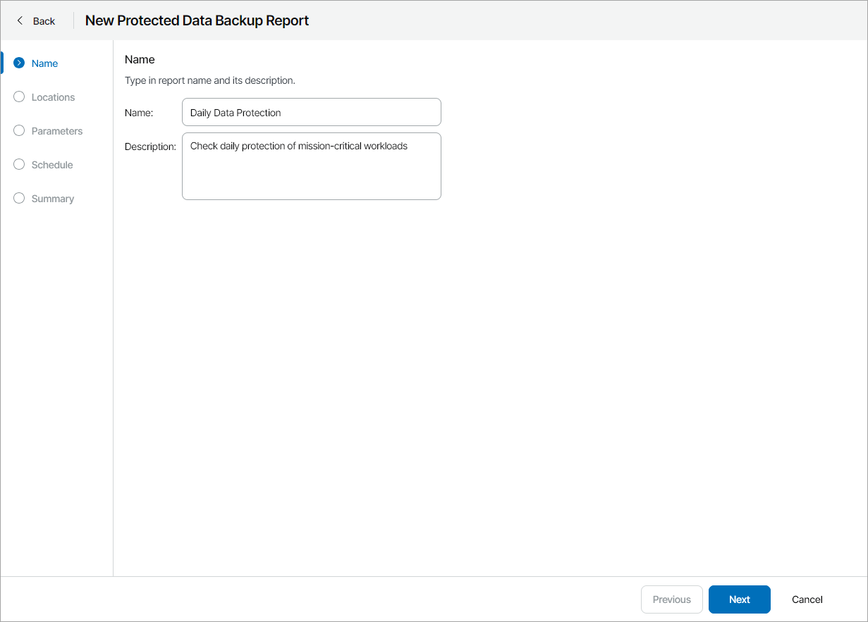 Specify Report Name and Description