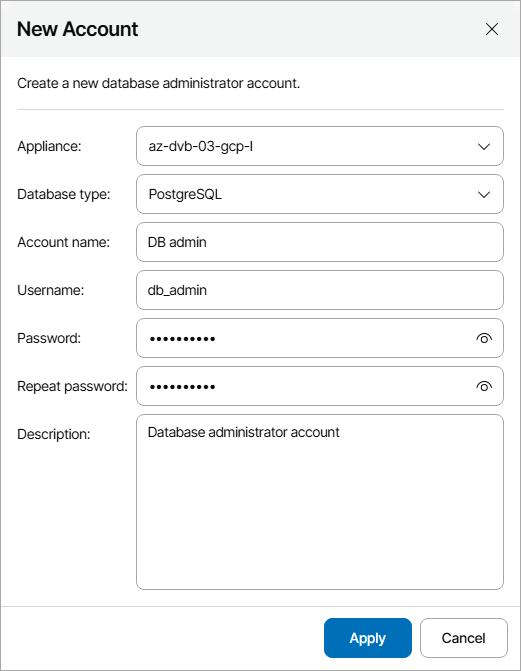 Adding Databases Accounts