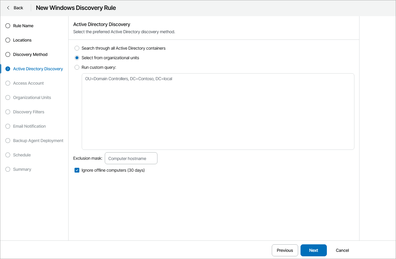 Choose Active Directory Discovery Method