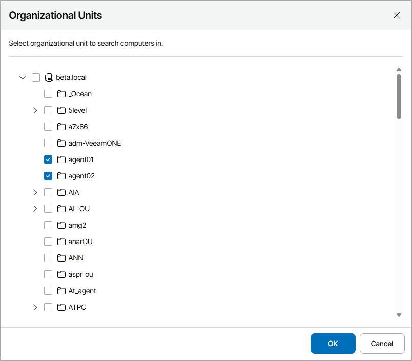 Choose Organizational Units
