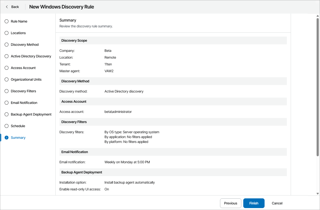 Review Discovery Settings