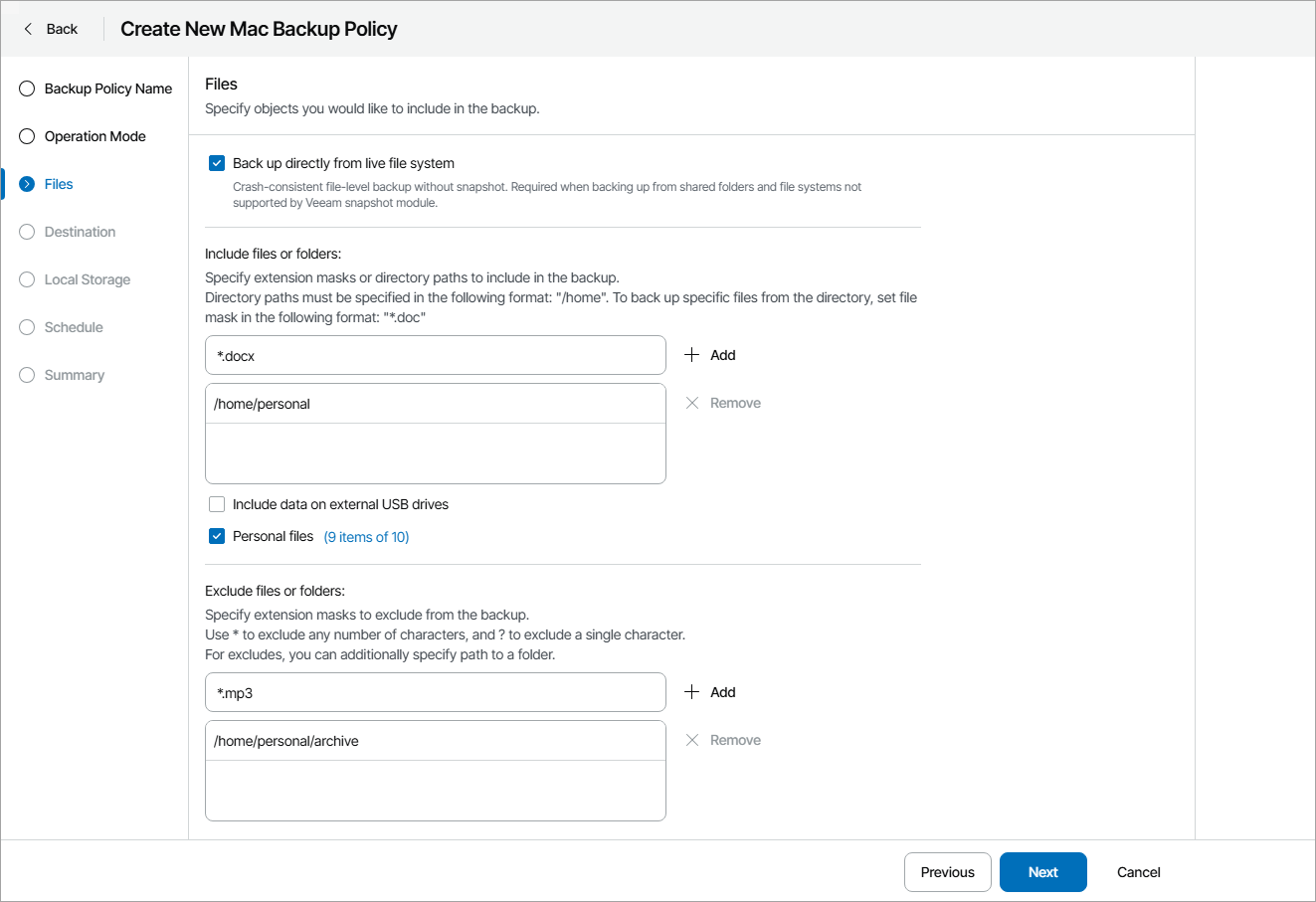 Choose Folders to Back Up