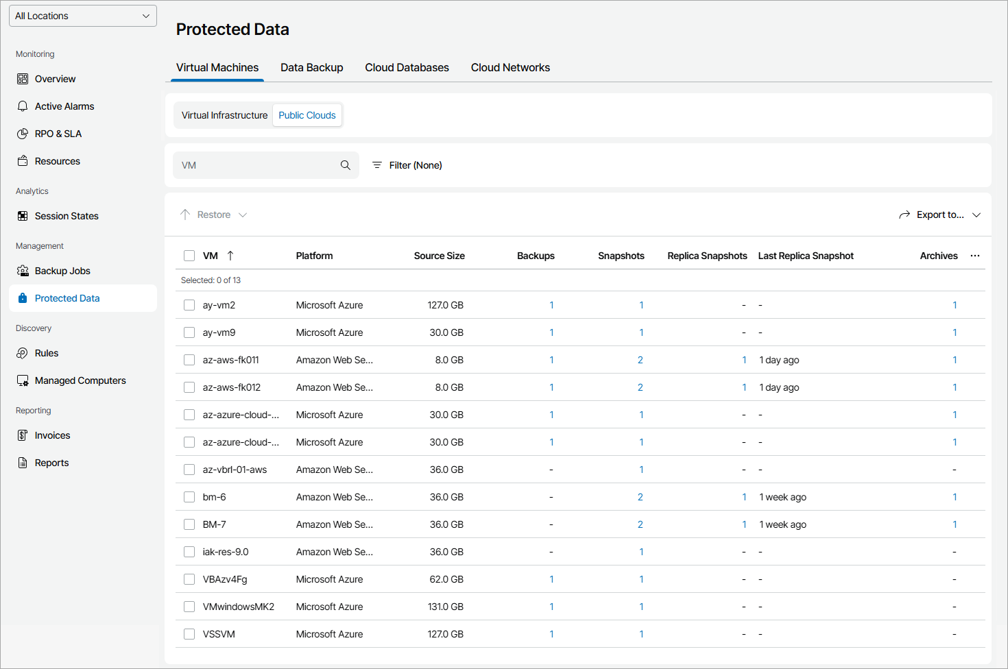 Export Protected VM Details