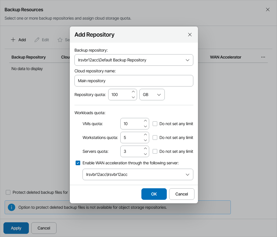 Allocate Cloud Repository Resources