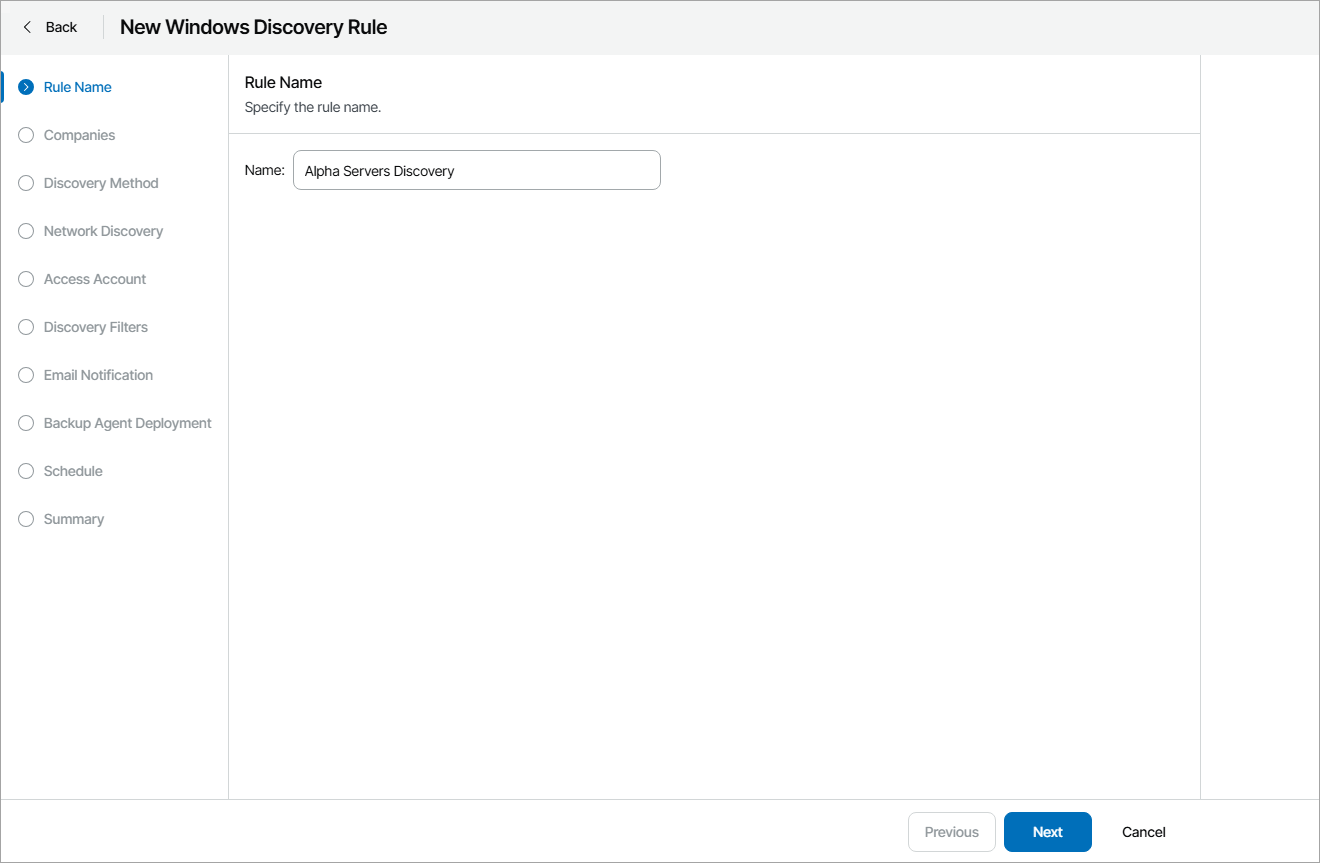 Specify Discovery Rule Name