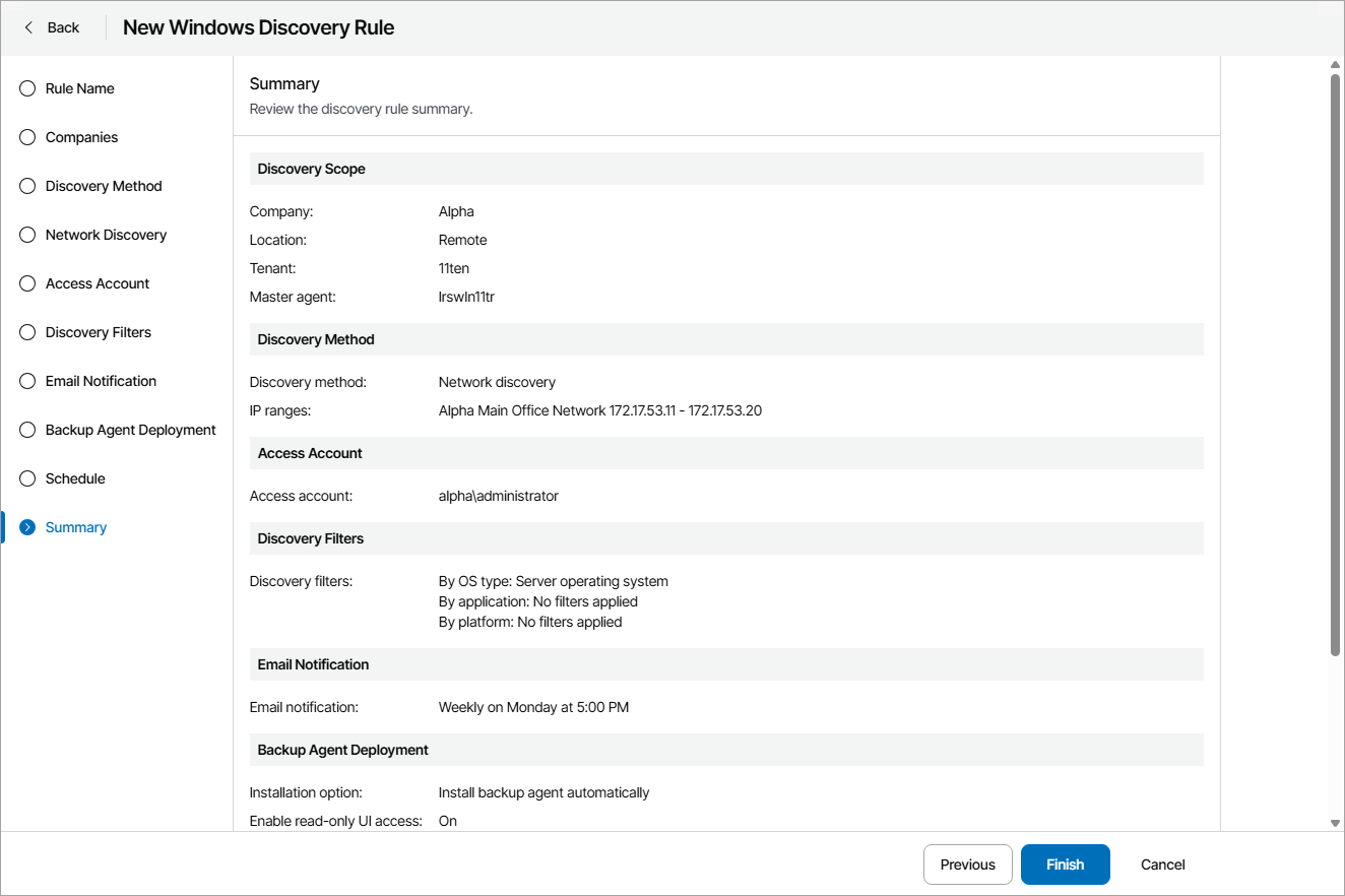 Review Discovery Settings