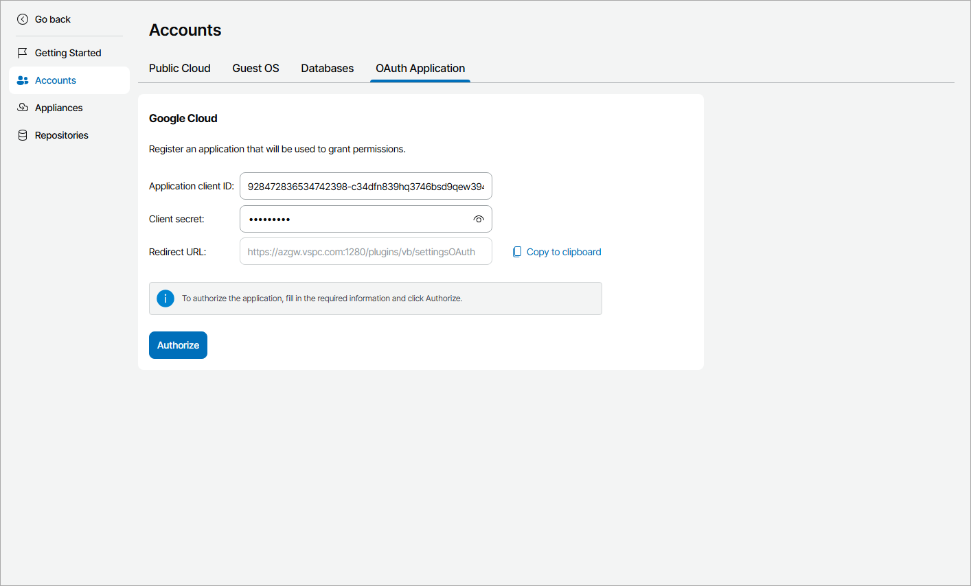 Authorize Application