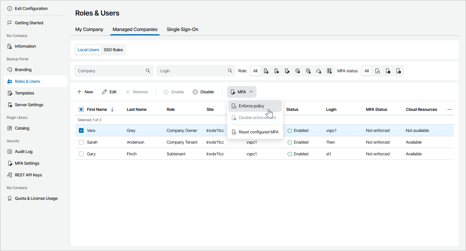 Configure MFA Access