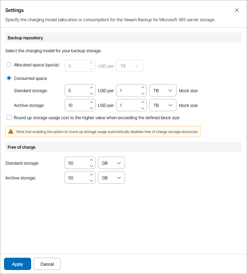 Specify Storage Settings