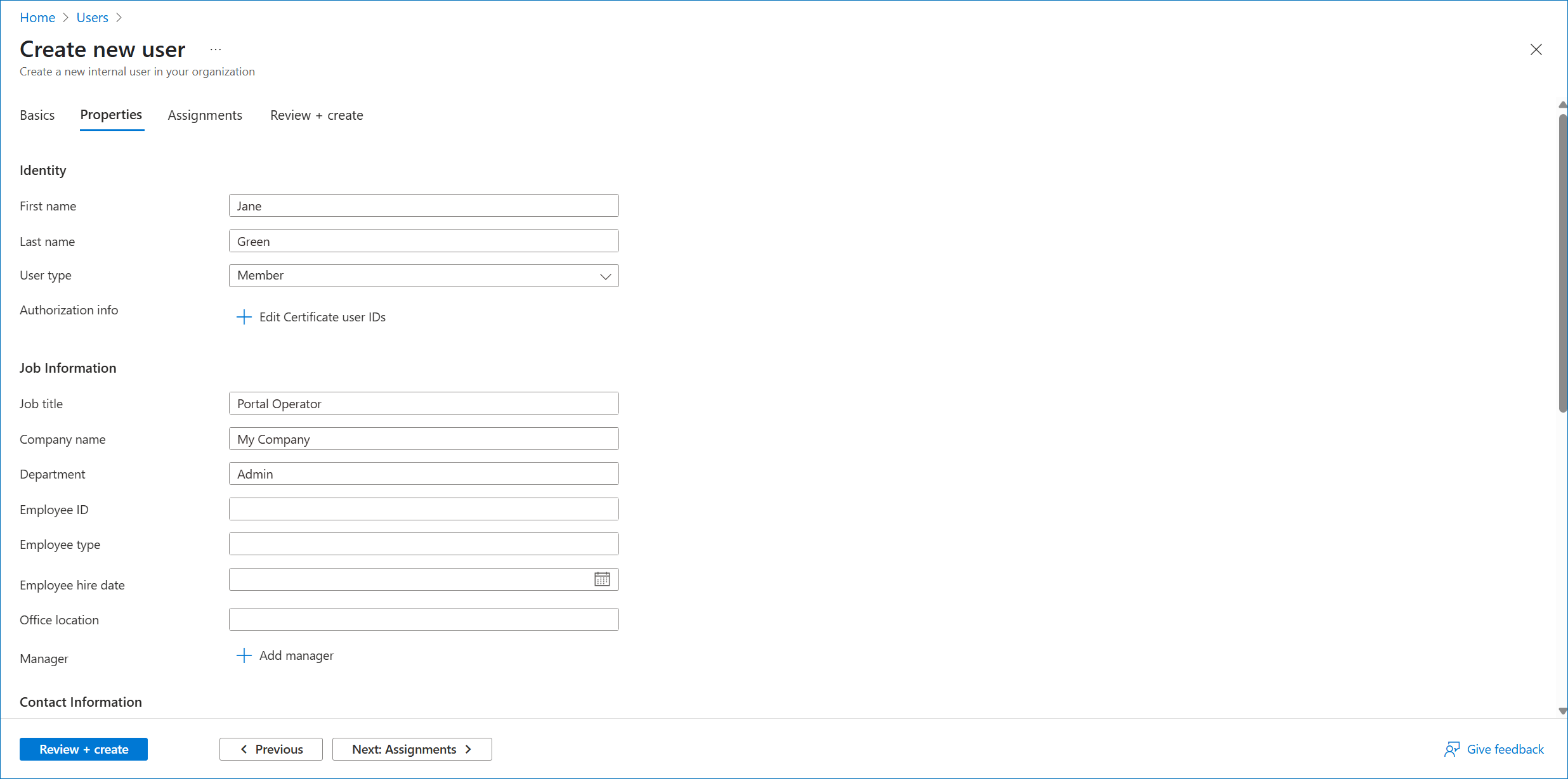 Specify User Properties