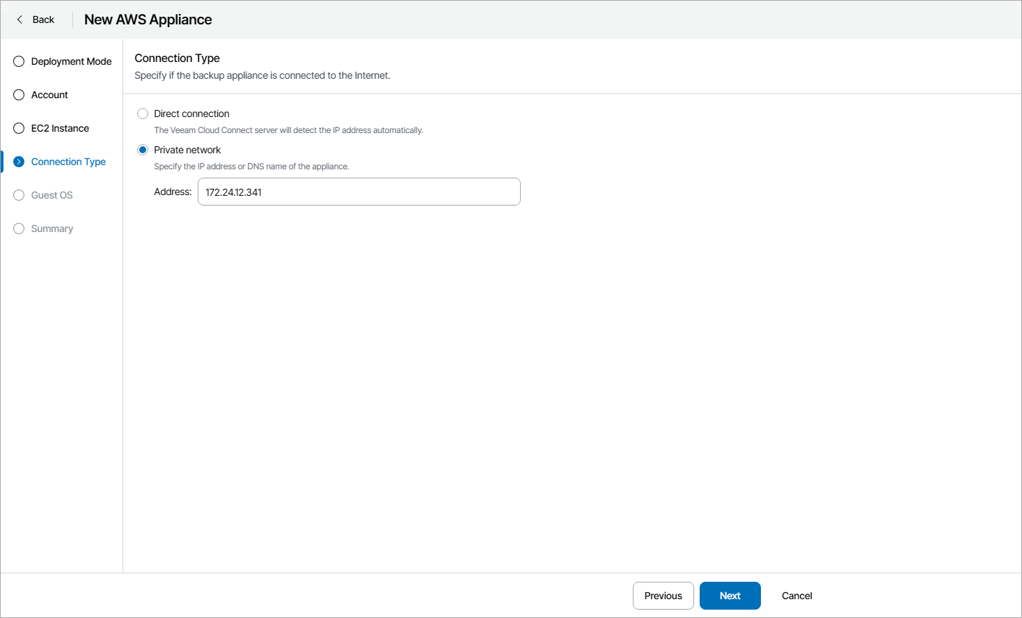 Specify Connection Type