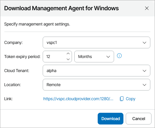 Copy Management Agent Link