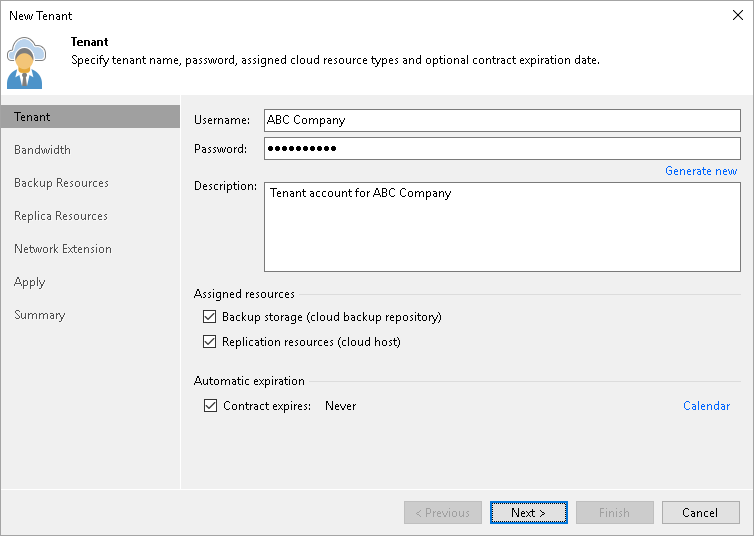 Create Tenant Account