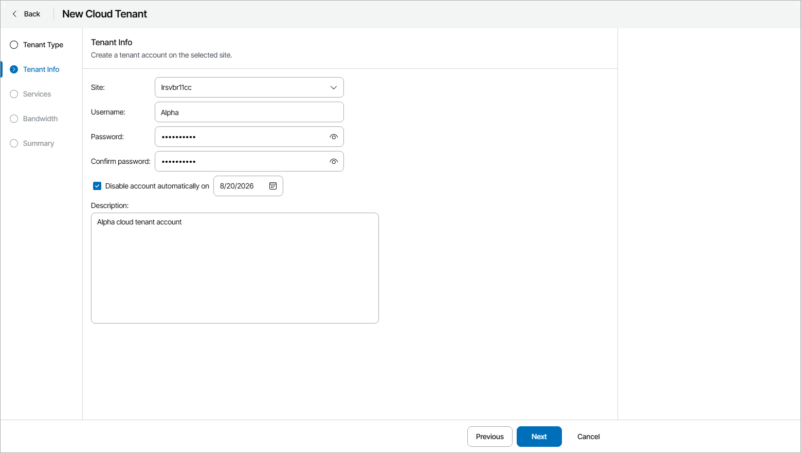 Create Client Account