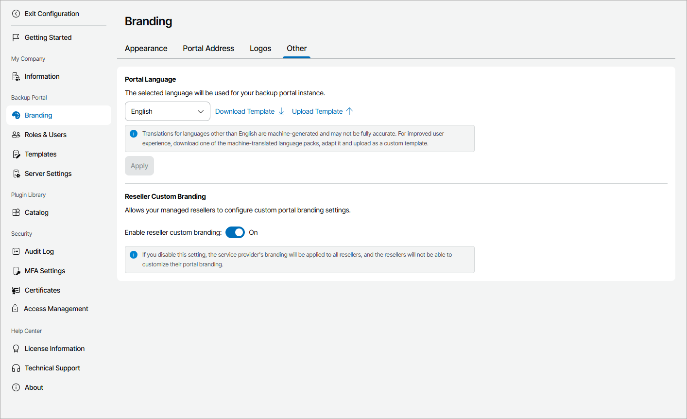 Enable Reseller Custom Branding