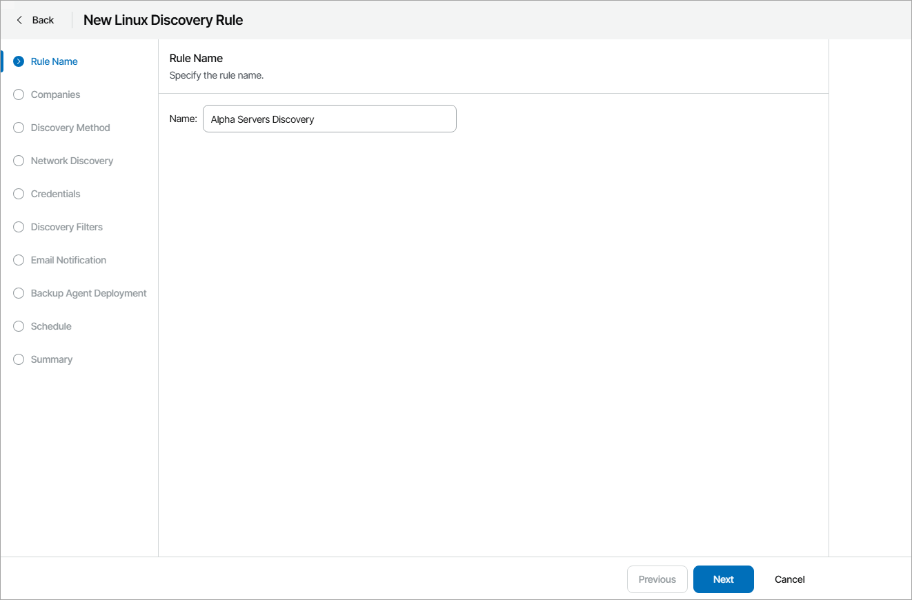 Specify Discovery Rule Name