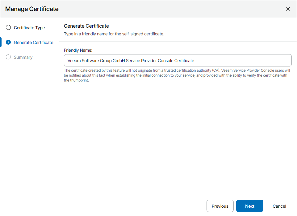 Generate New Self-Signed Certificate