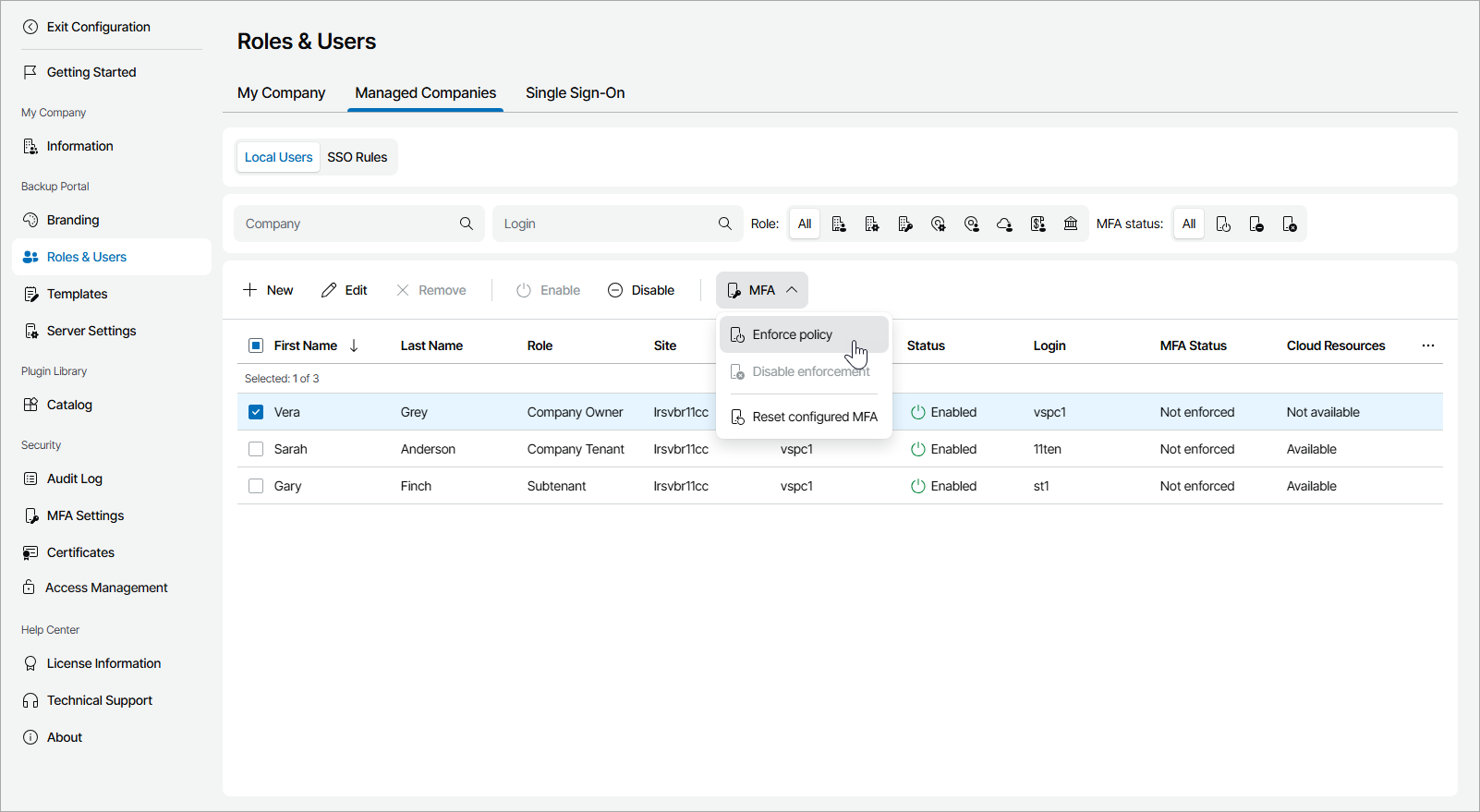 Configure MFA Access