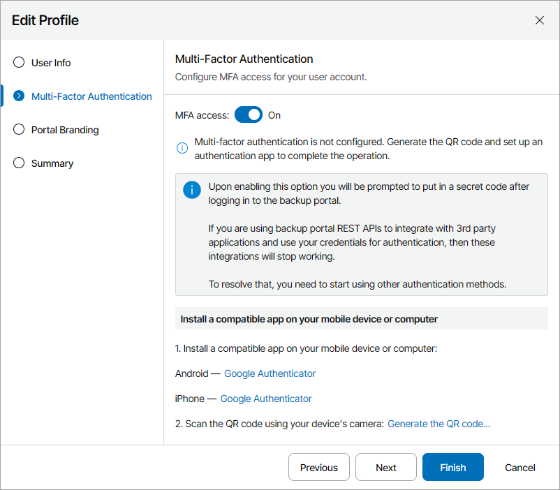 Modify MFA Access