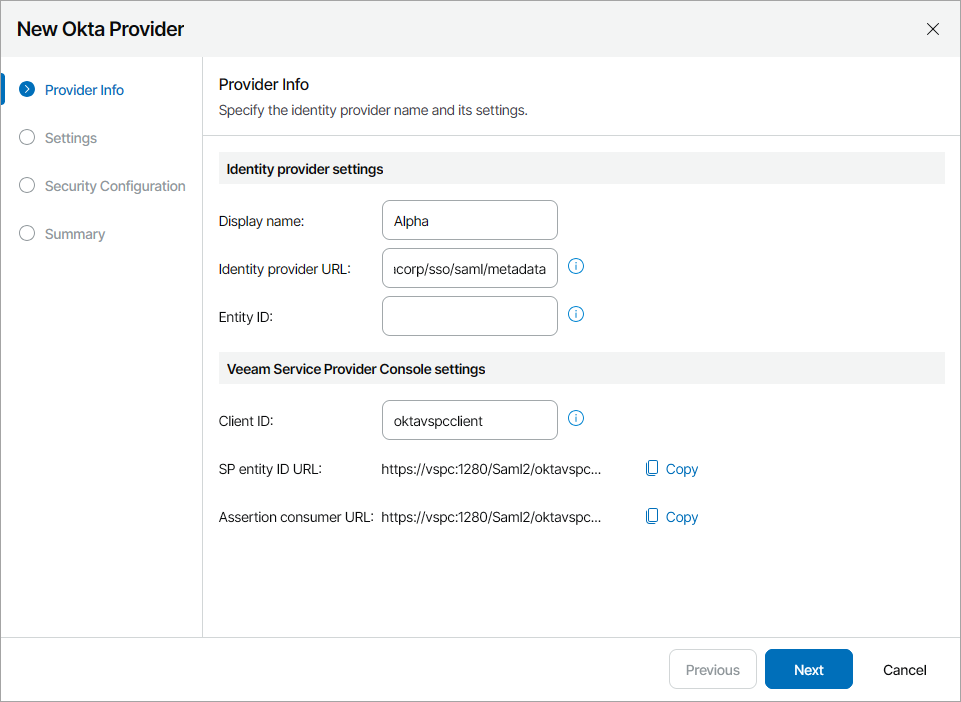 Insert Identity Provider URL