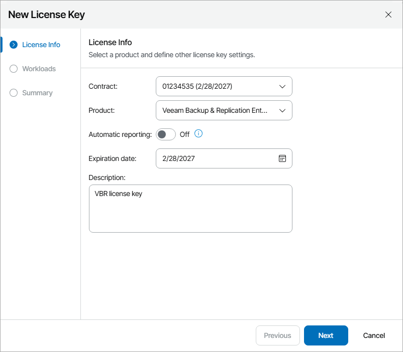 Specify License Key Parameters