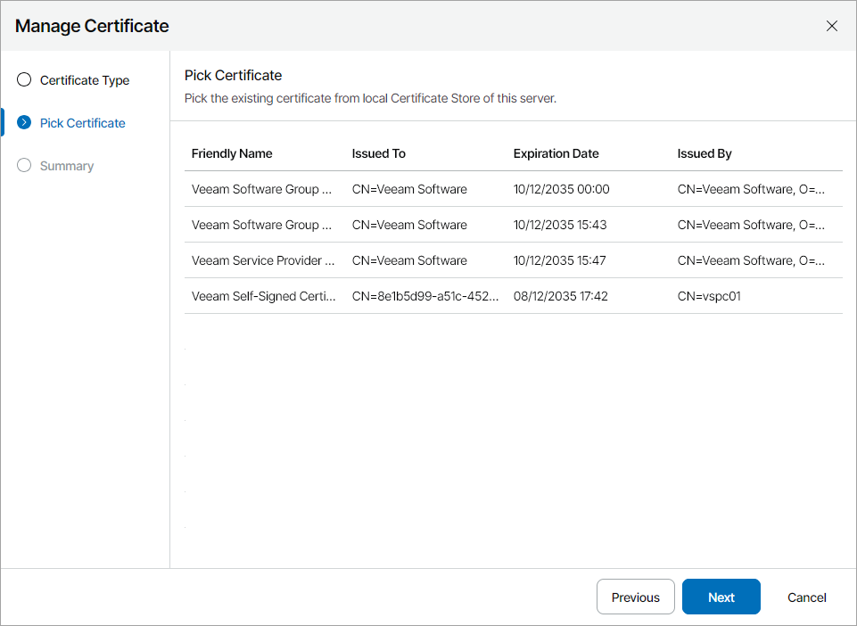 Select Certificate from Certificate Store
